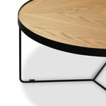 Ex Display - Luna 90x45cm Round Coffee Table - Natural Top - Black Frame Coffee Table Better B-Core