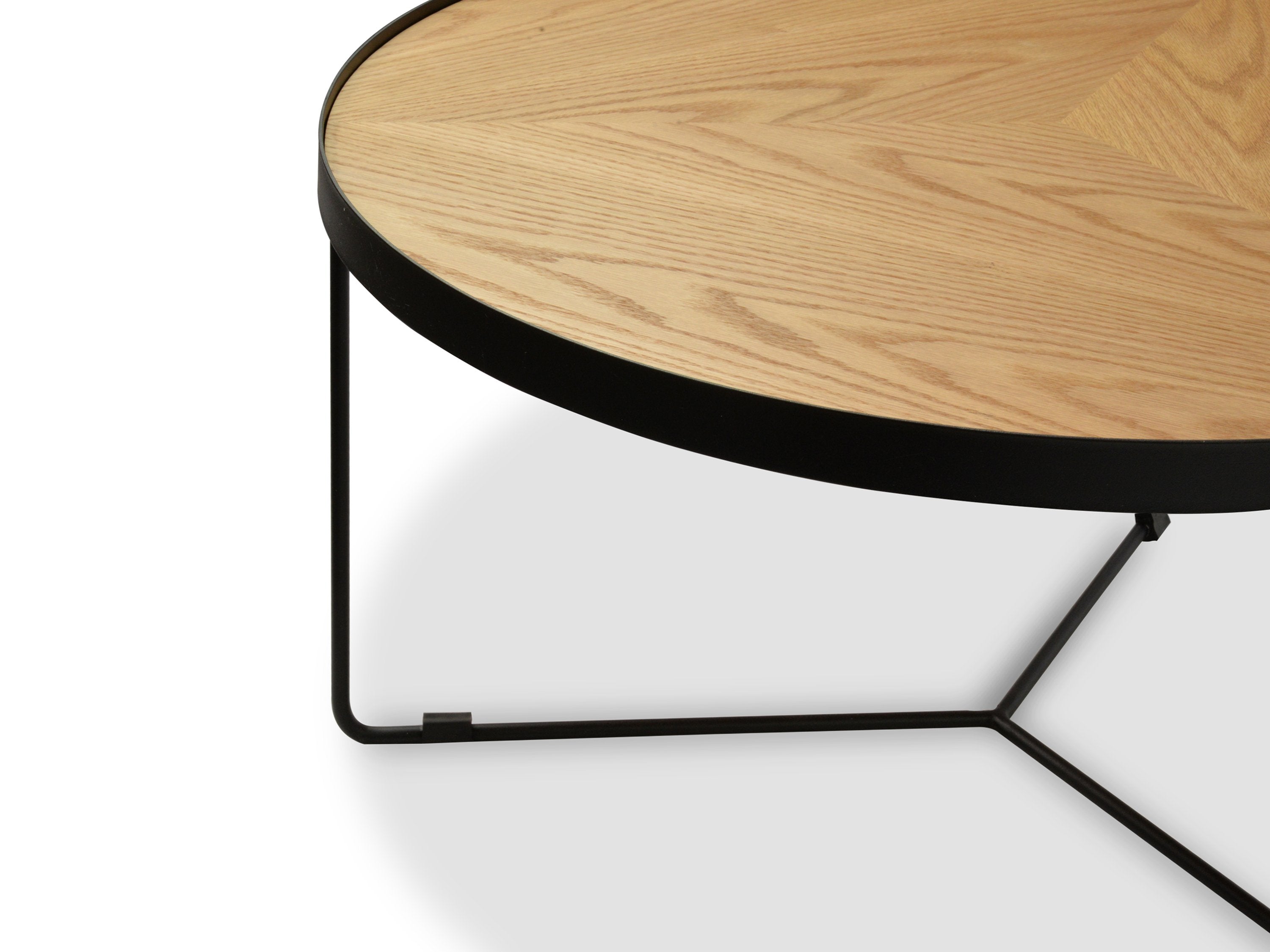 Ex Display - Luna 90x45cm Round Coffee Table - Natural Top - Black Frame Coffee Table Better B-Core