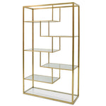 Elle 1.2m Glass Shelving Unit - Gold Frame Shelves K Steel-Core   