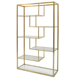 Elle 1.2m Glass Shelving Unit - Gold Frame Shelves K Steel-Core   