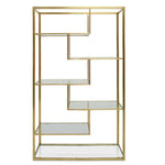 Elle 1.2m Glass Shelving Unit - Gold Frame Shelves K Steel-Core   