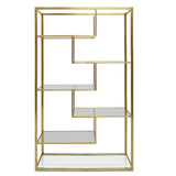 Elle 1.2m Glass Shelving Unit - Gold Frame Shelves K Steel-Core   