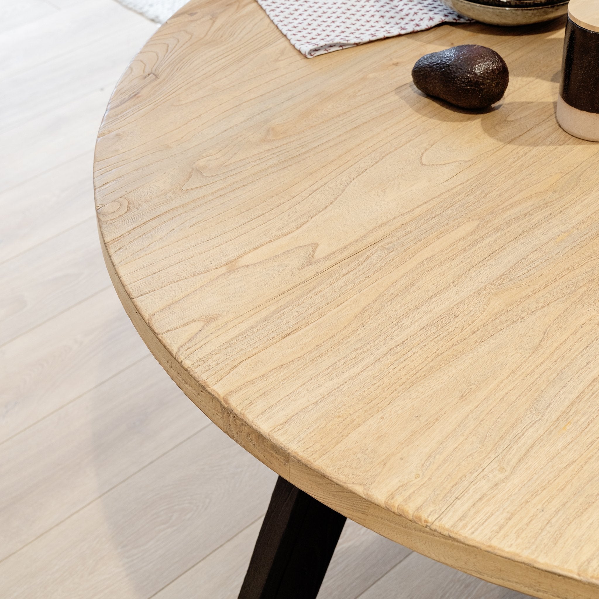 Nena Reclaimed 1.25m Round Dining Table - Black Legs Dining Table Reclaimed-Core   