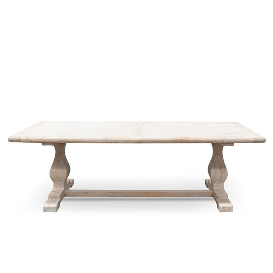 Titan Reclaimed 2.4m ELM Wood Dining Table - Rustic White Washed Dining Table Reclaimed-Core   