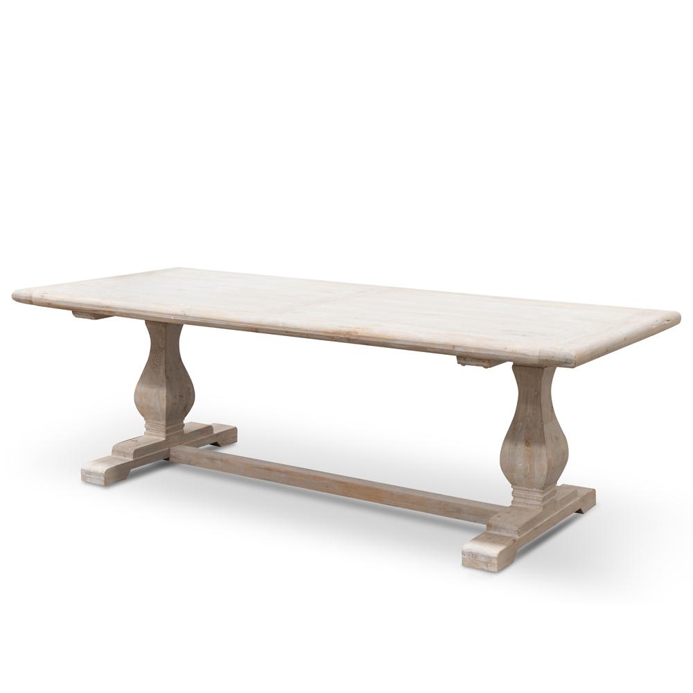 Ex Display - Titan Reclaimed 2.4m ELM Wood Dining Table - Rustic White Washed Dining Table Reclaimed-Core