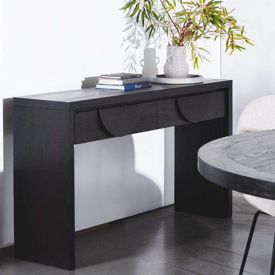 Bonnie 140cm Wooden Console Table with Drawers - Textured Espresso Black Console Table Valerie-Core   
