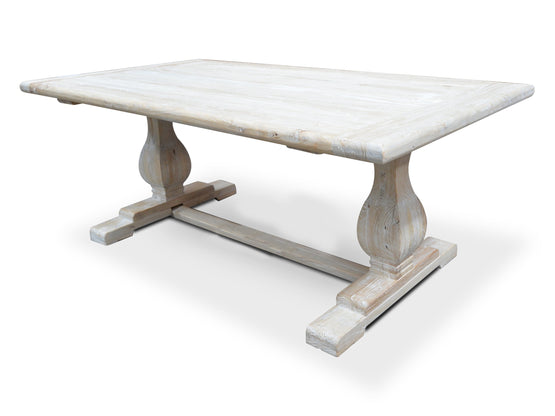 Titan Reclaimed 1.98m ELM Wood Dining Table - Rustic White Washed Dining Table Reclaimed-Core   