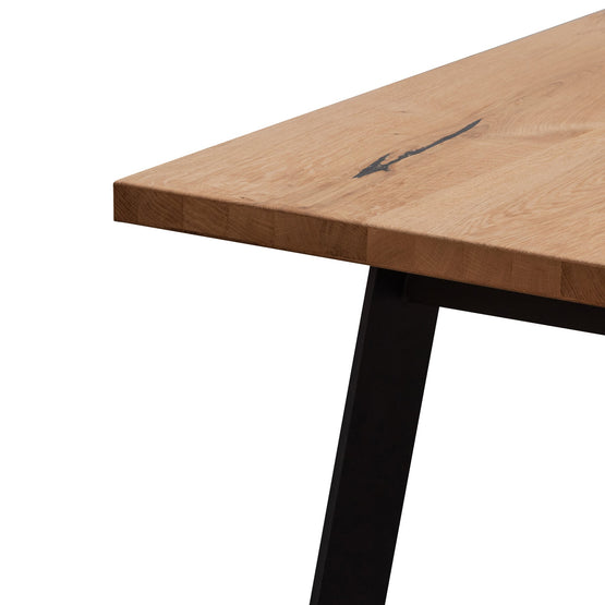 Hudson 2.2m Straight Top Dining table - Rustic Oak - Metal Legs DT6060-SI
