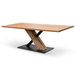 Elma 2.2m Dining Table - Rustic Oak - Wooden Metal base DT2304-SI