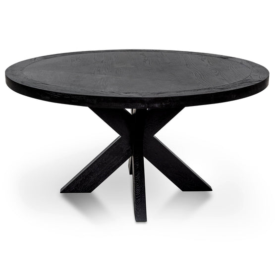 Darrel 1.5m Round Wooden Dining Table - Full Black Dining Table Chic-Core   