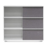 Ex Display - Winford Inter-layered White Storage Cabinet - Grey Doors Shelves Sun Desk-Core   