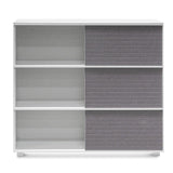 Ex Display - Winford Inter-layered White Storage Cabinet - Grey Doors Shelves Sun Desk-Core   