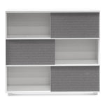 Ex Display - Winford Inter-layered White Storage Cabinet - Grey Doors Shelves Sun Desk-Core   
