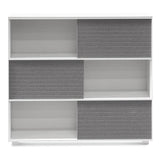 Ex Display - Winford Inter-layered White Storage Cabinet - Grey Doors Shelves Sun Desk-Core   