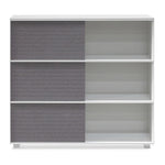 Ex Display - Winford Inter-layered White Storage Cabinet - Grey Doors Shelves Sun Desk-Core   