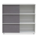 Ex Display - Winford Inter-layered White Storage Cabinet - Grey Doors Shelves Sun Desk-Core   