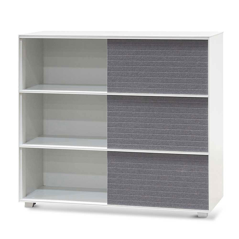 Winford Inter-layered White Storage Cabinet - Grey Doors
