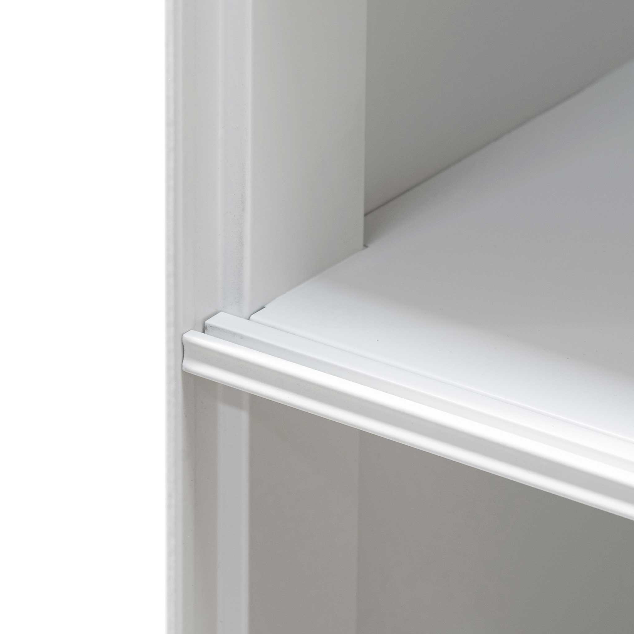 Ex Display - Winford Inter-layered White Storage Cabinet - Grey Doors Shelves Sun Desk-Core   