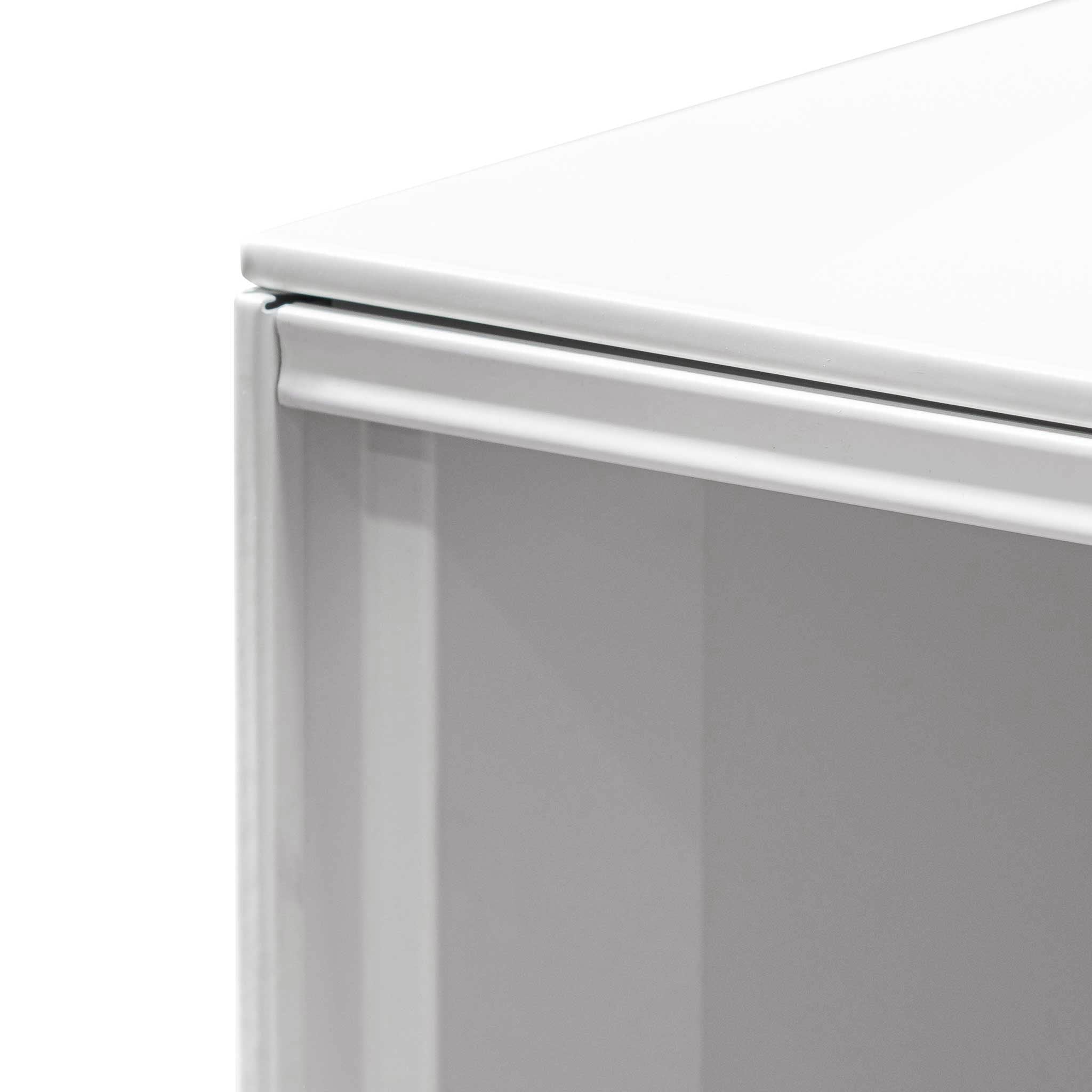 Ex Display - Winford Inter-layered White Storage Cabinet - Grey Doors Shelves Sun Desk-Core   