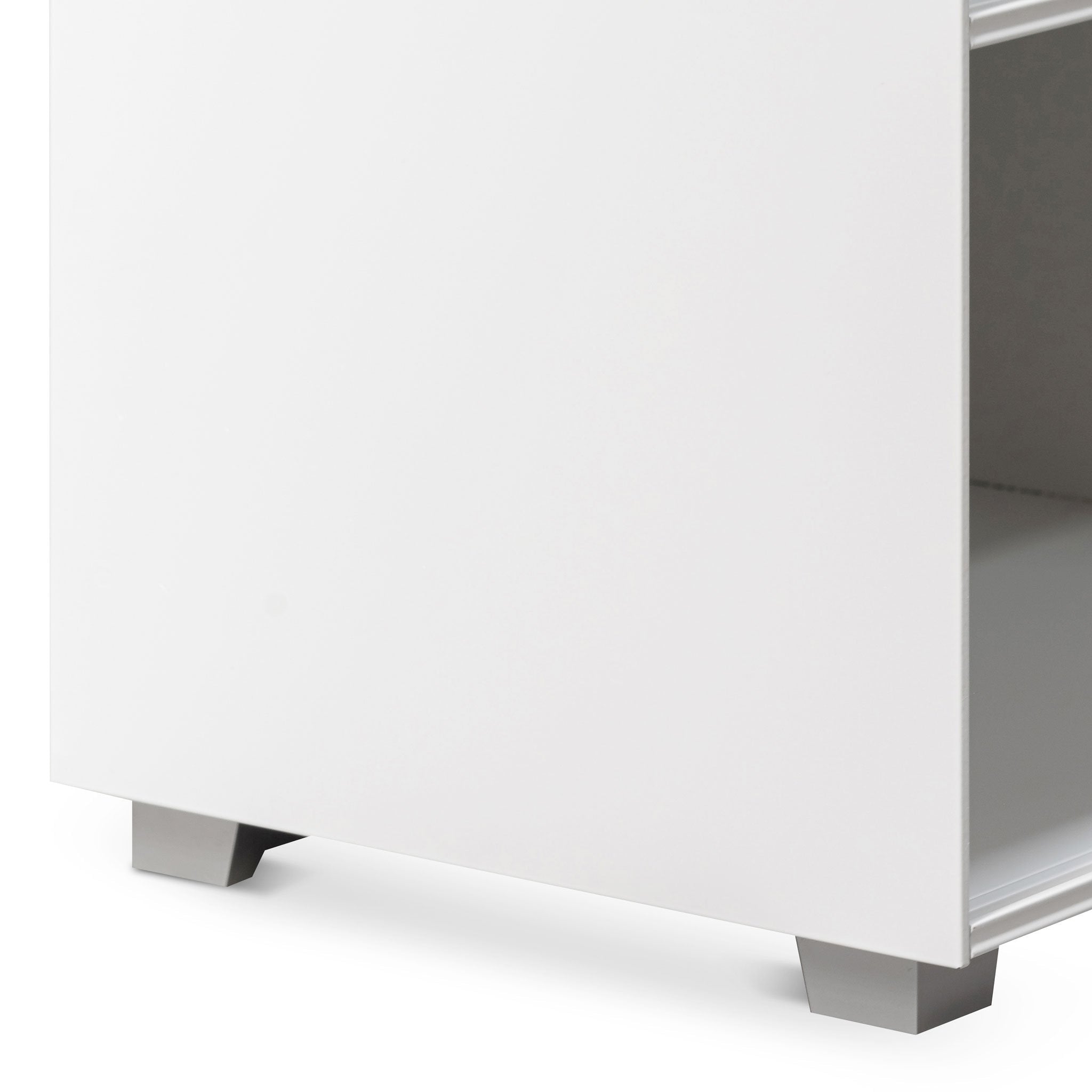 Ex Display - Winford Inter-layered White Storage Cabinet - Grey Doors Shelves Sun Desk-Core   