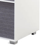 Ex Display - Winford Inter-layered White Storage Cabinet - Grey Doors Shelves Sun Desk-Core   