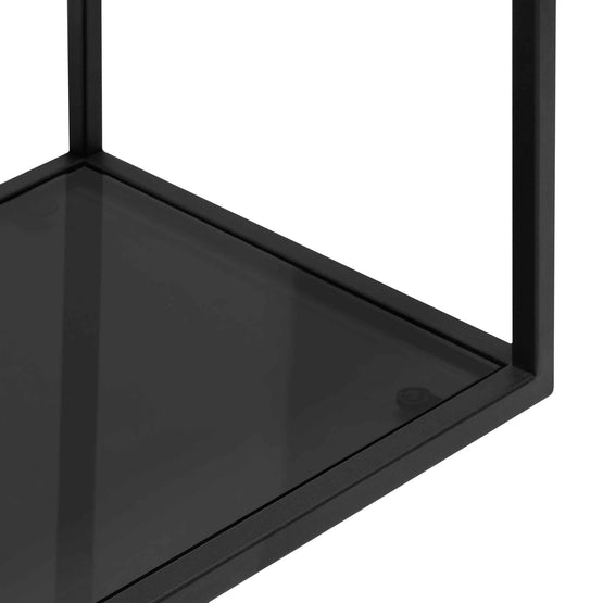 Ex Display - Noel 1.2m Grey Glass Console Table - Black Base  K Steel-Core   