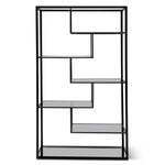 Elle 1.2m Grey Glass Shelving Unit - Black Frame Shelves K Steel-Core   