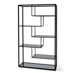 Elle 1.2m Grey Glass Shelving Unit - Black Frame Shelves K Steel-Core   