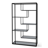 Elle 1.2m Grey Glass Shelving Unit - Black Frame Shelves K Steel-Core   