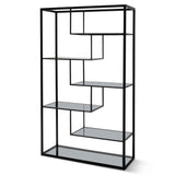 Ex Display - Elle 1.2m Grey Glass Shelving Unit - Black Frame Shelves K Steel-Core   