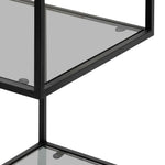 Elle 1.2m Grey Glass Shelving Unit - Black Frame Shelves K Steel-Core   