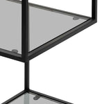 Ex Display - Elle 1.2m Grey Glass Shelving Unit - Black Frame Shelves K Steel-Core   
