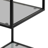 Ex Display - Elle 1.2m Grey Glass Shelving Unit - Black Frame Shelves K Steel-Core   