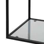 Ex Display - Elle 1.2m Grey Glass Shelving Unit - Black Frame Shelves K Steel-Core   