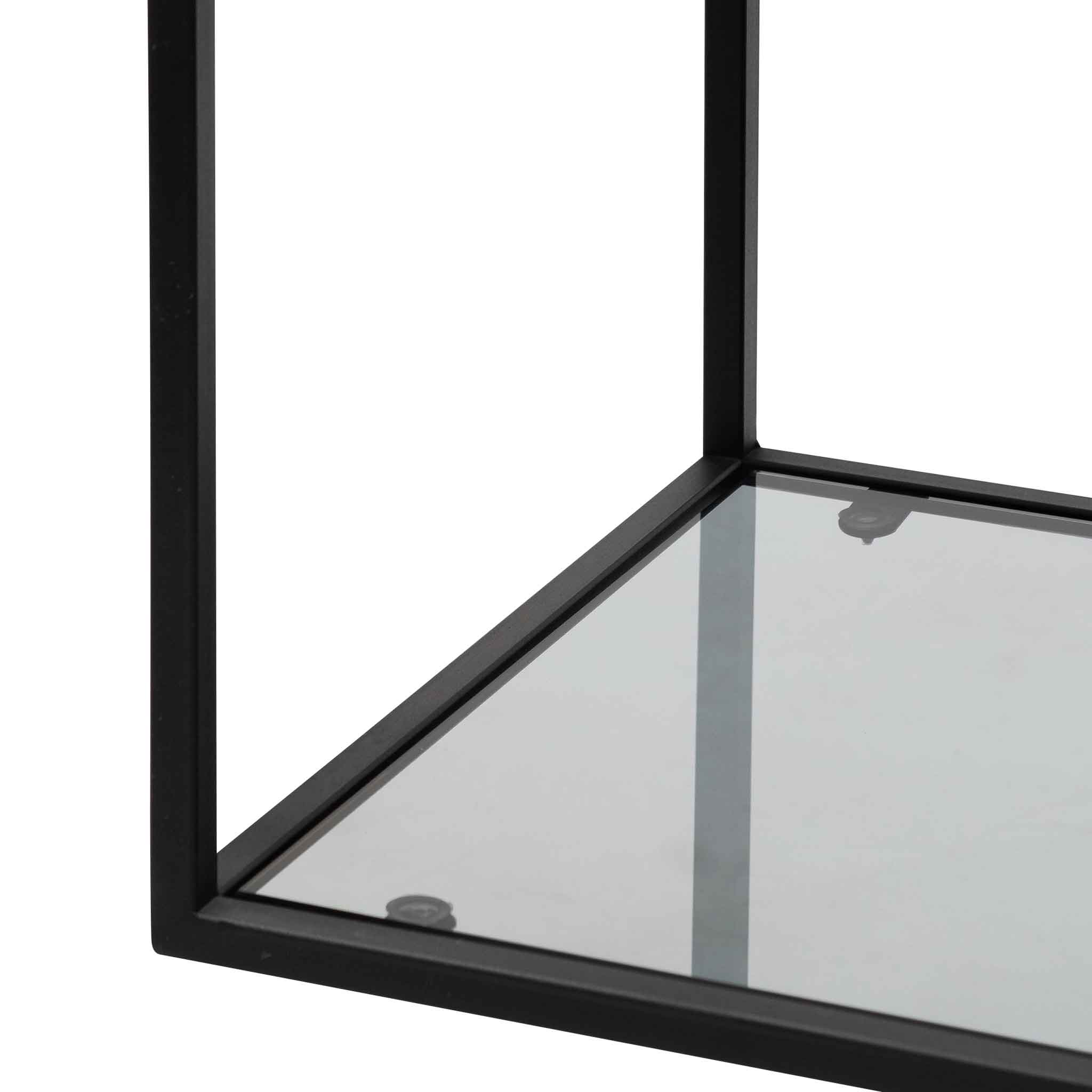 Ex Display - Elle 1.2m Grey Glass Shelving Unit - Black Frame Shelves K Steel-Core   