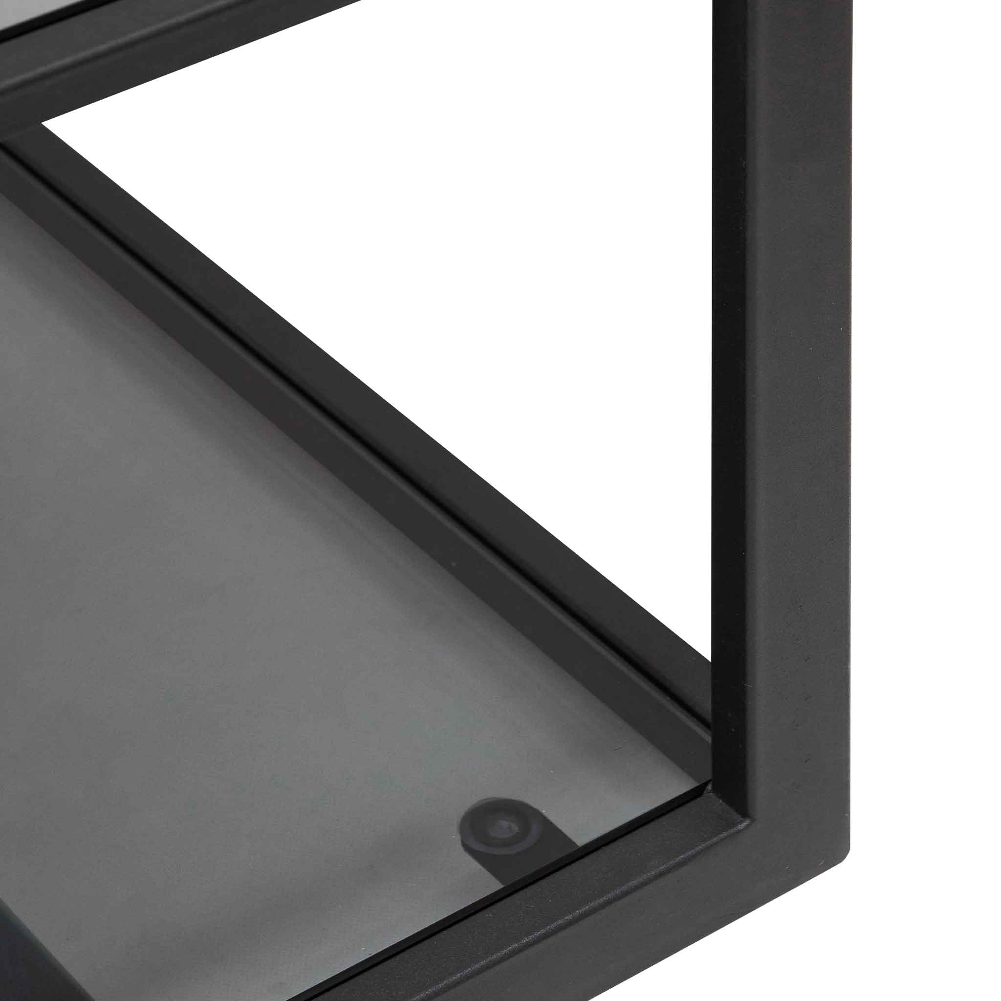 Ex Display - Elle 1.2m Grey Glass Shelving Unit - Black Frame Shelves K Steel-Core   