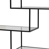 Elle 1.2m Grey Glass Shelving Unit - Black Frame Shelves K Steel-Core   