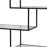 Ex Display - Elle 1.2m Grey Glass Shelving Unit - Black Frame Shelves K Steel-Core   