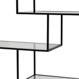 Ex Display - Elle 1.2m Grey Glass Shelving Unit - Black Frame Shelves K Steel-Core   
