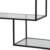 Ex Display - Elle 1.2m Grey Glass Shelving Unit - Black Frame Shelves K Steel-Core   