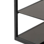Cathleen 1.8m(H) Black Glass Shelving Unit - Black Frame Shelves K Steel-Core   