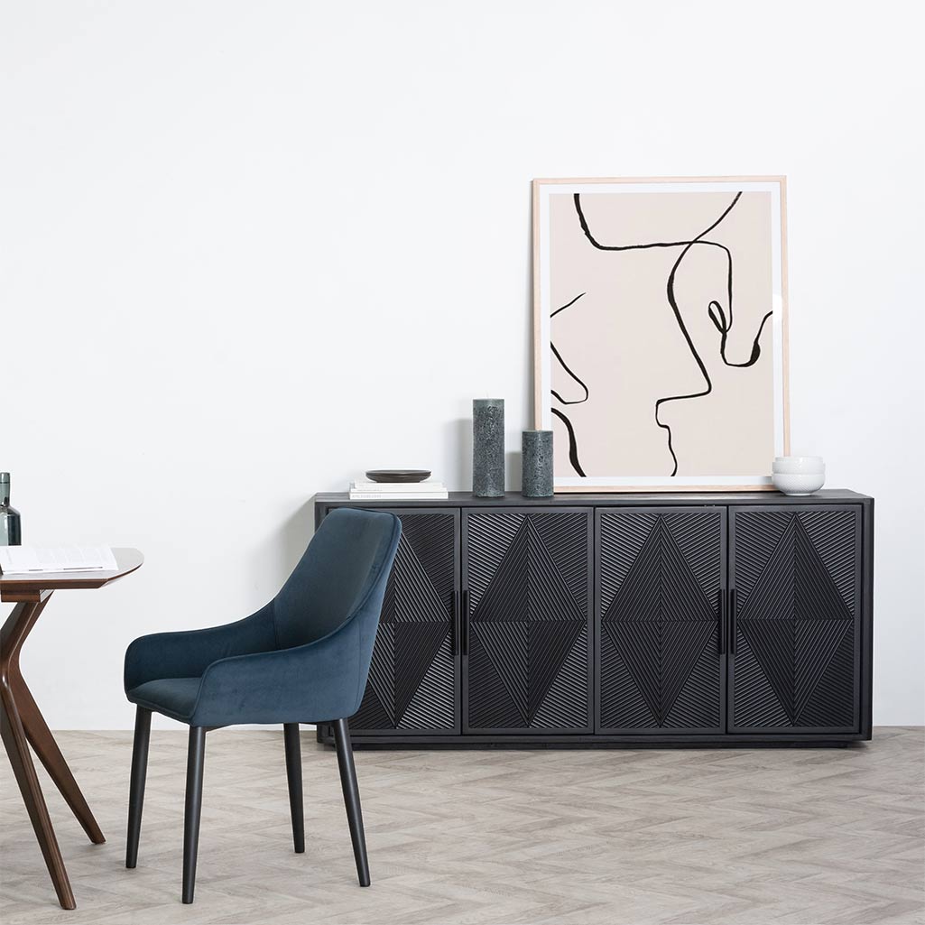 Saanvi 1.72m Wooden Buffet Unit - Full Black Buffet & Sideboard Nicki-Core   