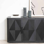 Saanvi 1.72m Wooden Buffet Unit - Full Black Buffet & Sideboard Nicki-Core   