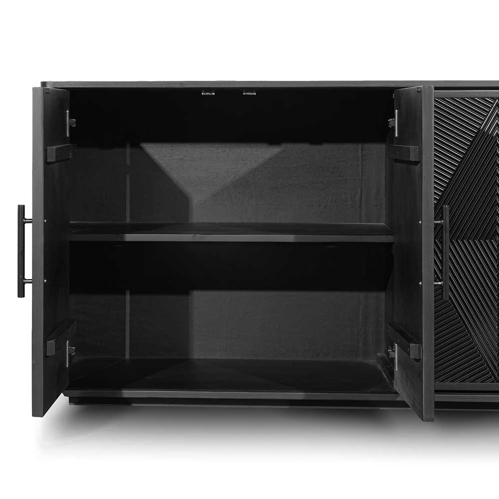 Saanvi 1.72m Wooden Buffet Unit - Full Black Buffet & Sideboard Nicki-Core   