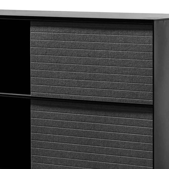 Winford Inter-layered Black Storage Cabinet - Grey Doors Shelves Sun Desk-Core   