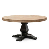 Kara Reclaimed 1.6m Round Dining Table - Natural Top and Black Base Dining Table Reclaimed-Core   