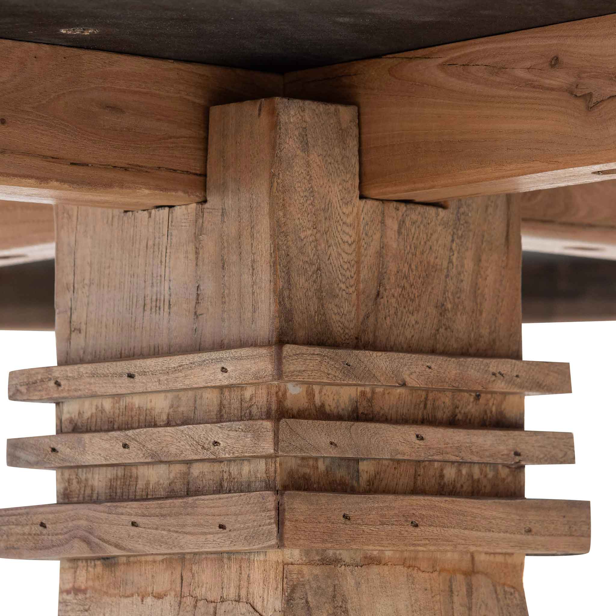 Kara Reclaimed 1.6m Round Dining Table - Natural Top and Natural Base Dining Table Reclaimed-Core   