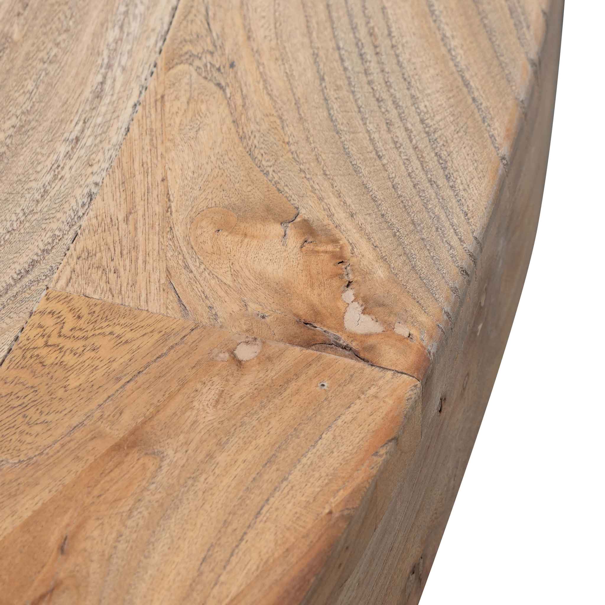 Kara Reclaimed 1.6m Round Dining Table - Natural Top and Natural Base Dining Table Reclaimed-Core   