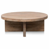 Ramona 100cm Round Coffee Table - Natural - Thick Base Coffee Table Reclaimed-Core   