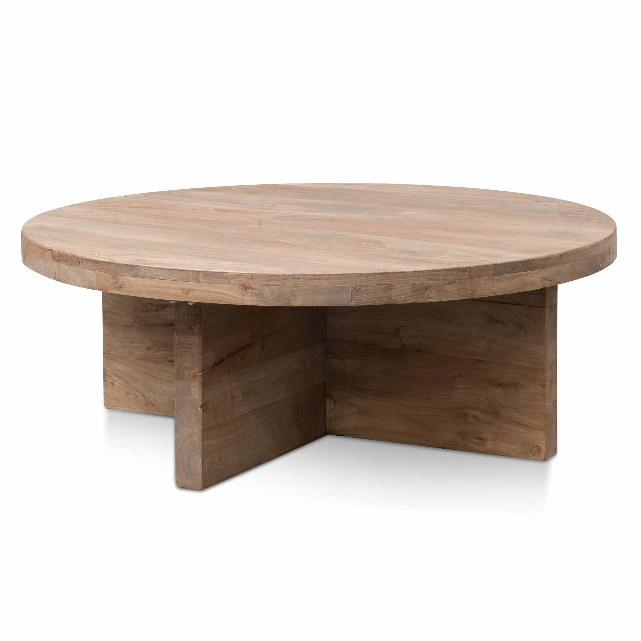 Ramona 100cm Round Coffee Table - Natural - Thick Base Coffee Table Reclaimed-Core   